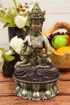 Chinese Qing Dynasty Bodhisattva Kuan Yin Buddha Meditating On Lotus Seat Statue - £29.08 GBP