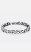 40 CT 8.5&quot; MEN 14K White Gold Plated 6MM Round Cut Diamond 1 RowTennis Bracelet - £289.25 GBP