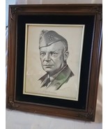  vtg handpainted portrait in frame Signed 21 X 18 In - $225.00