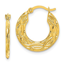 10k Patterned Hollow Hoop Earrings 10ER251 - $85.64