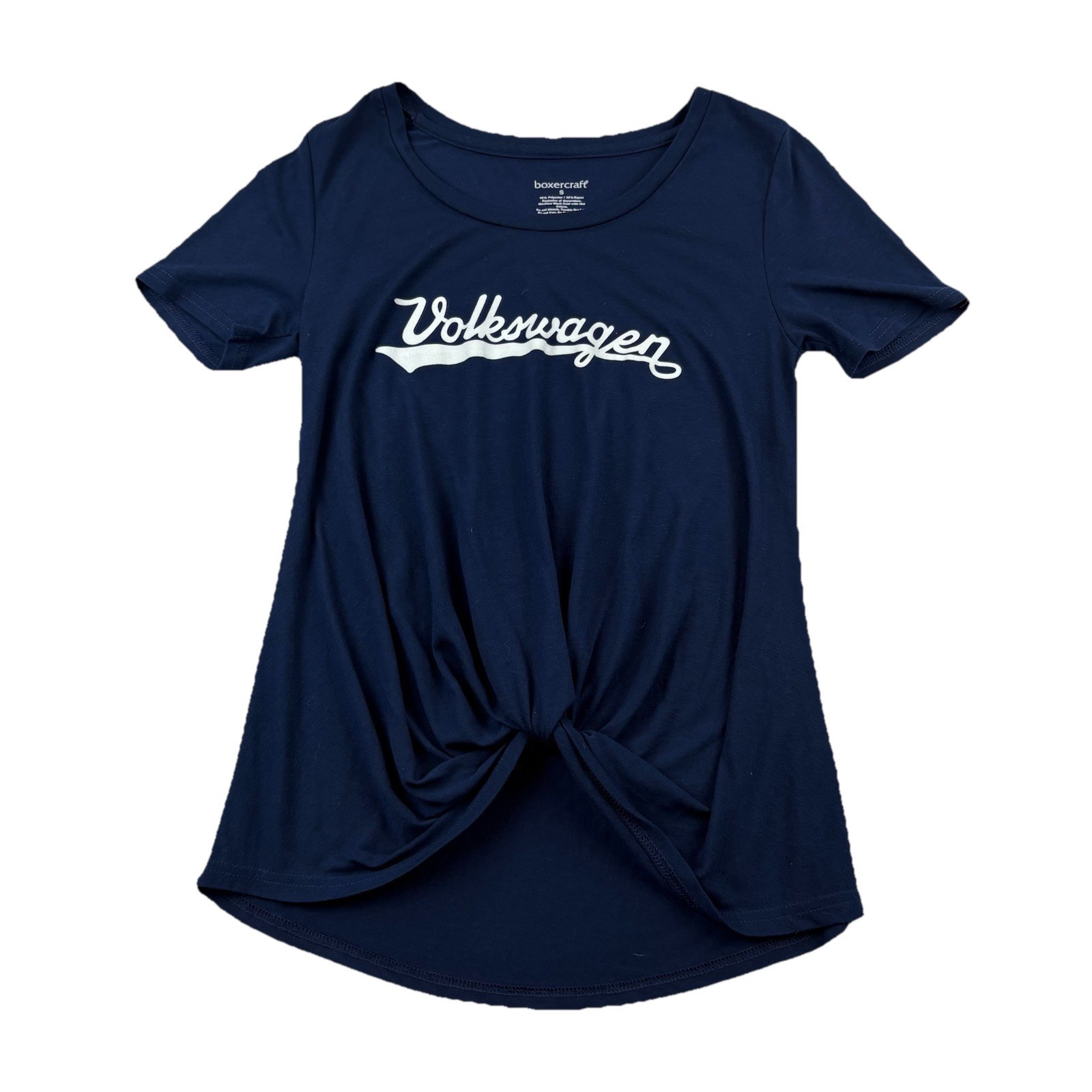 Volkswagen Knotted Front T Shirt Womens S Navy Blue Short Sleeve - £18.58 GBP