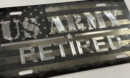 Engraved US Flag Army Retired Black Car Tag Diamond Etched Metal License Plate - £15.89 GBP