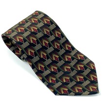 Ziggurat Mens Tie Necktie Silk Black Red Gold Khaki Abstract Diamond Mod  - £11.62 GBP