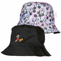 Disney Mickey Mouse Sitting and All Over Faces Reversible Bucket Hat Black - £25.55 GBP