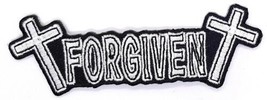 Forgiven Logo - Two Crosses Iron On Embroidered Patch 4&quot;x 1 1/4&quot; - £3.82 GBP