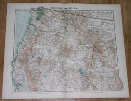 1911 Original Antique Map Of Northwest Usa Washington Oregon California Montana - £21.02 GBP