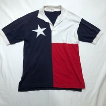 Vintage Texas Flag Polo Shirt Mens M Collared Red White Blue Star 50/50 ... - £14.70 GBP