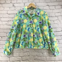 Softwear By Mark Singer Jacket Spring Floral Print Womens Sz S Green Yellow - £15.56 GBP