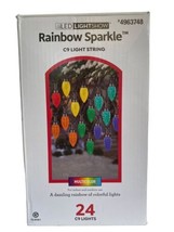Gemmy Lightshow 24 Count C9 Rainbow Sparkle Multicolor LED Christmas Lights NEW - $32.07
