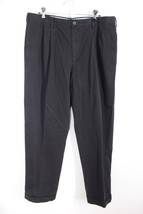 Lands End 37 Navy Blue Men&#39;s Traditional Fit Pleated No Iron Chino Pants... - $23.36