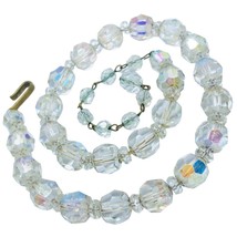 Vintage Aurora Borealis AB Crystal Glass Faceted Graduated Bead Necklace... - $33.90