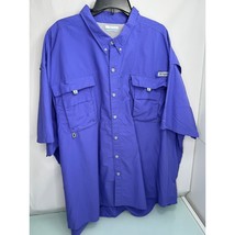 Columbia PFG Men Fishing Shirt Vented Cape Short Sleeve Purple Utility Nylon 5X - £23.46 GBP