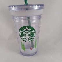 2011 Starbucks Holiday Christmas 16 oz  Reusable Cup Acrylic Tumbler with Straw - £12.36 GBP