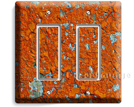 worn out rusted patina rust cracked rustic metal art decor double GFCI l... - $10.99