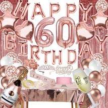 60Th Birthday Decorations Women - Rose Gold 60 Birthday Decor For Her, Happy Bir - £30.29 GBP