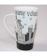 NEW YORK TALL COFFEE MUG WHITE AND BLACK By JAY JOSHUA NEW YORK Tea Coff... - $9.70