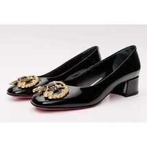 The Foggia Black Leather Block Heel Pump Women Shoe image 2