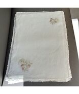 Vintage Greek Floral Cream Linen Placemats &amp; Napkins (4) - $39.60