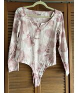 PINK Victorias secret white ombré tie tye dye bodysuit top cotton NWT - $18.67