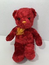 Aurora Peeple Pals red teddy bear yellow orange nose bow ribbon plush stuffed - £15.52 GBP