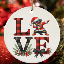 Plaid Love Rottweiler Dog Dabbing Dance Christmas Ornament Gift Decor Hanging - £12.50 GBP