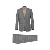 Mens Suit RENOIR English Plaid Window Pane Stretch Slim Comfort 293-7 Gray Brown image 10