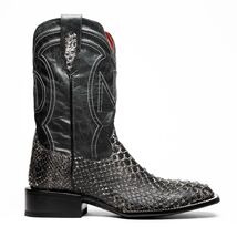 Marco Di Milano Genuine Snake Skin Cowboy Boot Missouri Stone White image 2