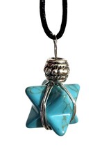 Turquoise Howlite Merkaba Necklace Beaded Merkabah Pendant Corded Geometry Gem - £6.91 GBP