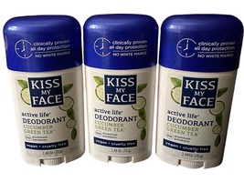 3 Pack Kiss My Face Deodorant PF Active Life Stick Cucumber Green Tea 2.48 Oz - £79.57 GBP