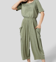 Halara Green Backless Side Pocket Relaxed Casual Jumpsuit Size Large - $39.99