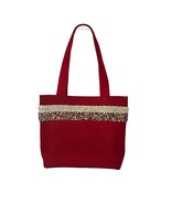 About Color Shopper Tote Bag Red Fabric Beaded Colorblock Detail Vintage... - $192.88 MXN