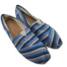 TOMS Alpargata Blue Striped Canvas Slip On Beach Loafer Flats Women&#39;s Si... - £27.97 GBP