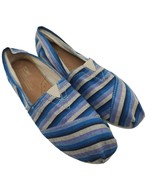 TOMS Alpargata Blue Striped Canvas Slip On Beach Loafer Flats Women&#39;s Si... - $34.65