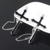 1 Pair Chained Cross Statement Earrings For Women Teens Girls Cool Punk Stud Ear - £10.47 GBP