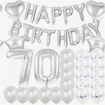 Sparkling Silver 70th Birthday Party Kit - Celebrate with Style! Includes Number - £28.09 GBP