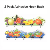 2 Pack Self Adhesive Wall Hooks Rack Fruit Design 5 Hooks Kitchen Key Ho... - $8.90