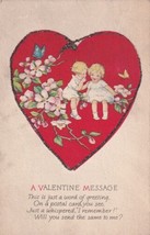 A Valentine Message Children Glitter Outlined Red Heart  Postcard D13 - £2.33 GBP