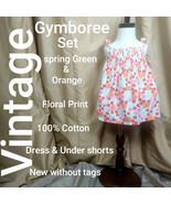 Vintage Gymboree Spring Green &amp; Orange Floral Dress Set Size 6-12 Mos - €19,10 EUR