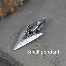 S990 Pure Silver Pendant For Men Antient Viking Spearhead Weapon Shape Handcraft - £45.82 GBP