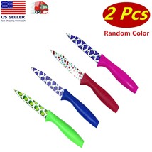 2 Pcs Random Color of Fruit Knives w Fruity Design, Casing for Blade, 3.5&quot; Blade - £5.53 GBP