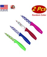 2 Pcs Random Color of Fruit Knives w Fruity Design, Casing for Blade, 3.... - £5.44 GBP