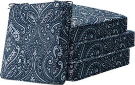 Unimatta Square Corner Seat Cushions 19" x 19" x 3" Set of 4 Damask Blue... - $56.99