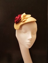 Fascinator Tan/Nude/Camel Felt fascinator # FELT HAT fascinator Maroon flower Ha - £34.36 GBP