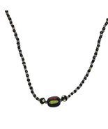 Handcrafted Black &amp; Silver Beaded Necklace With Multicolor Focal Bead Je... - $363.44 MXN