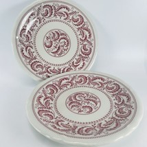 2 VTG Anchor Hocking Shenango Lunch Plates SHO118 Pattern Red Scrolls And Leaves - £19.09 GBP