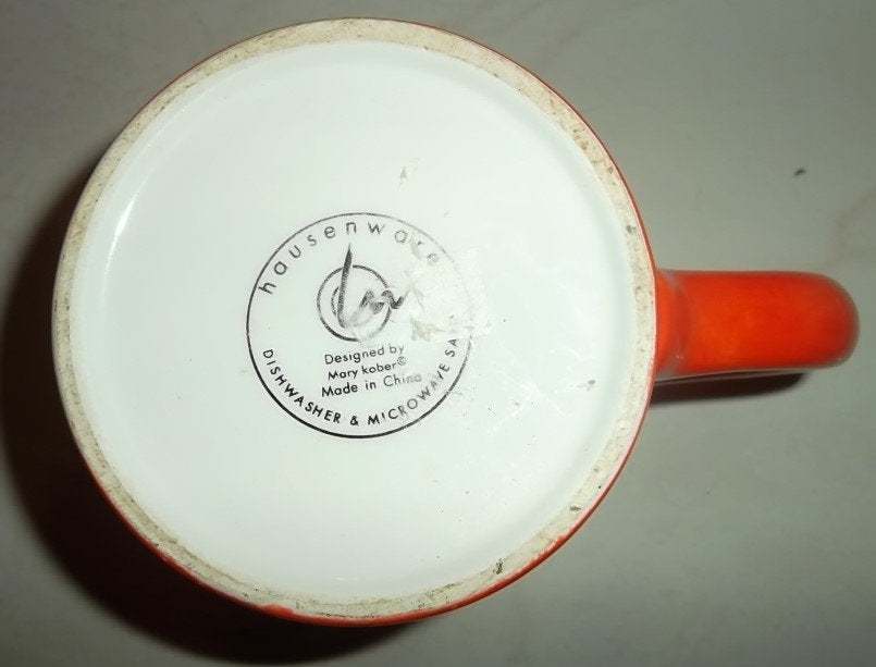 Hausenware Hand Painted & Designed Orange Color Black Cat Designed Extra Large C Item image 5