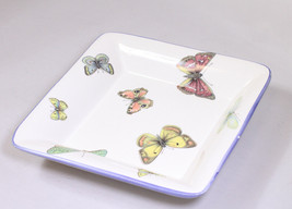 Ceramica JAM Colorful with Blue Rim Butterfly Platter MADE IN ITALY Whit... - $23.75