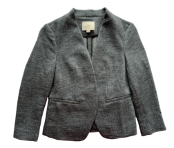 Ann Taylor LOFT Herringbone grey Cropped Jacket Blazer Womens Petites si... - £38.49 GBP