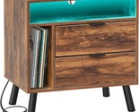 Side Table With Charging Station And Led Lights, Sofa End Table With Usb... - $233.99