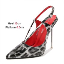 Sexy Pointed Toe Pumps Metal Slim Heeled Leopard Print Women&#39;s Shoes Fashion Hol - £60.46 GBP